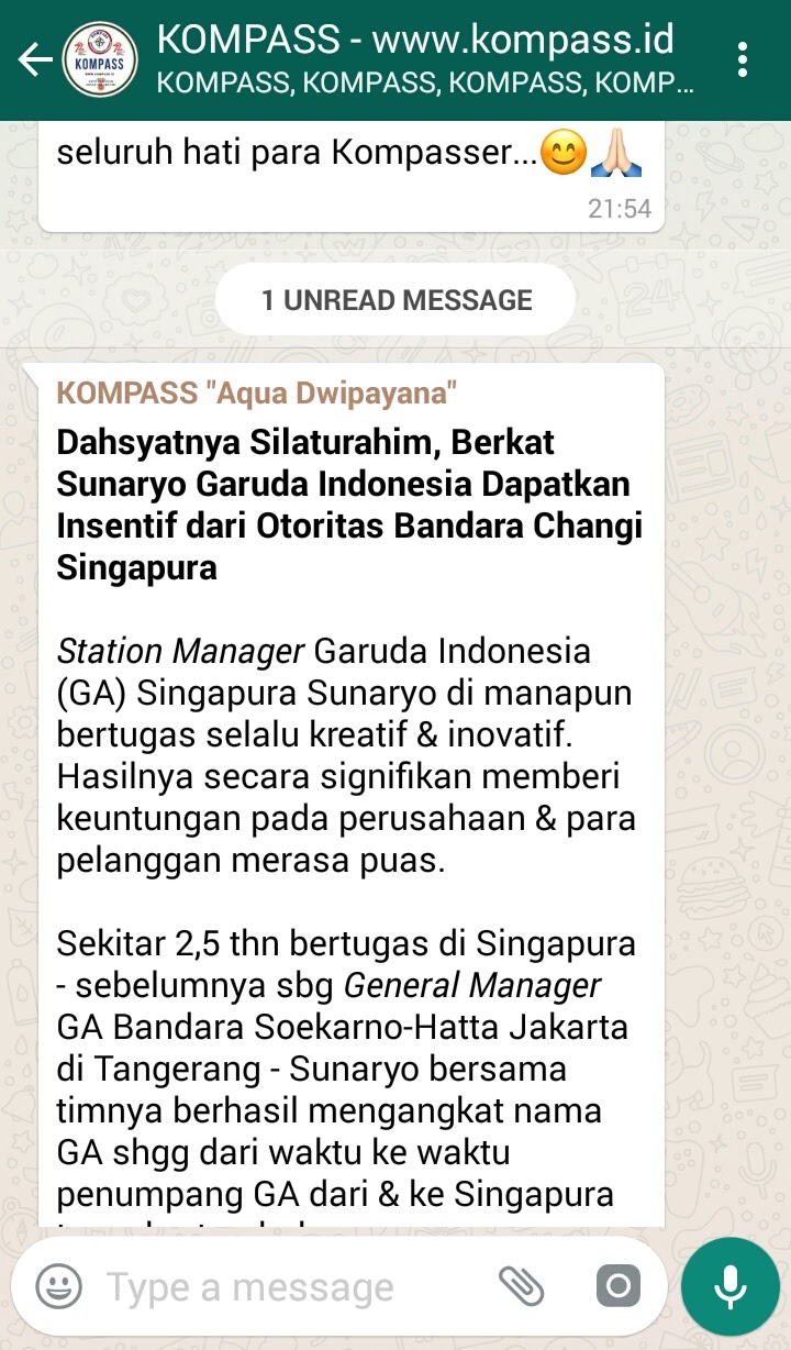Dahsyatnya Silaturahim, Berkat Sunaryo Garuda Indonesia Dapatkan Insentif dari Otoritas Bandara Changi Singapura