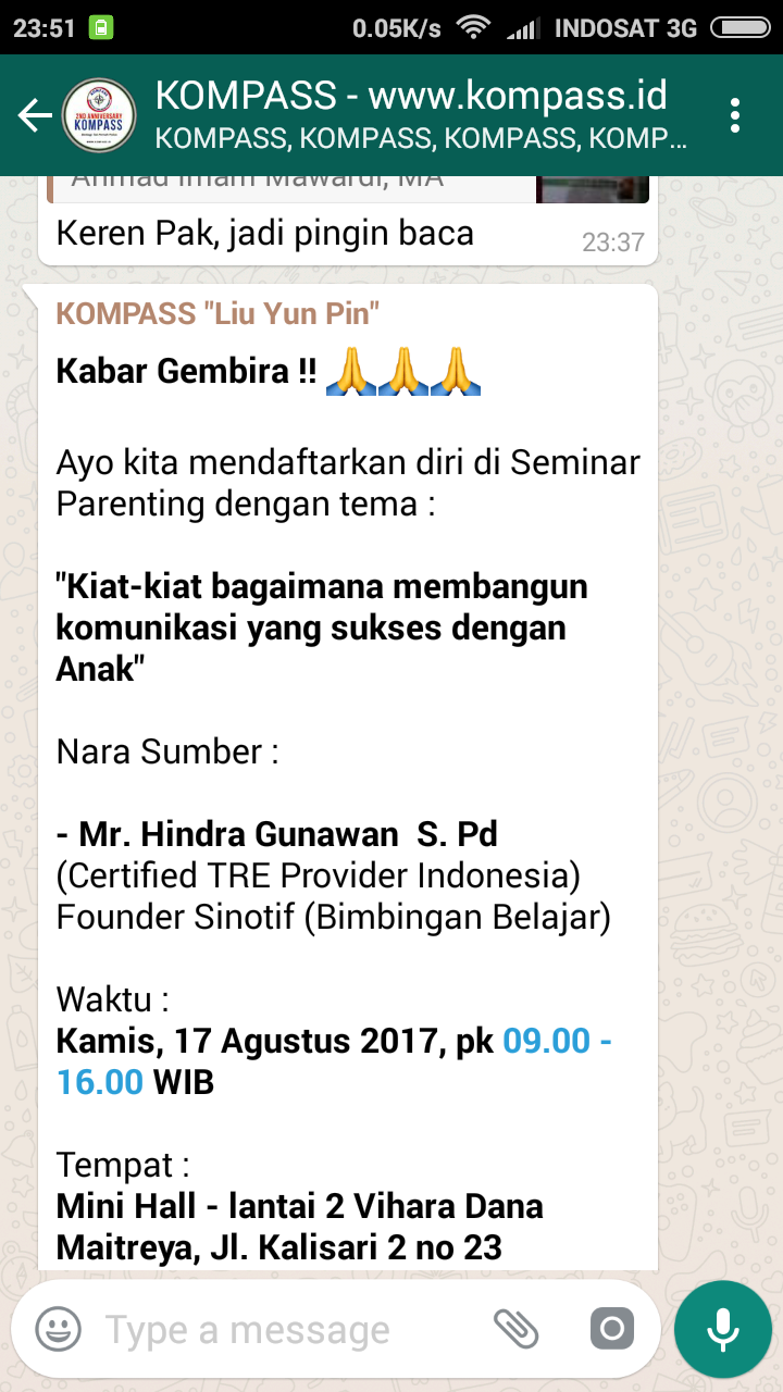 Seminar Parenting 2017 di Surabaya 17 Agustus 2017
