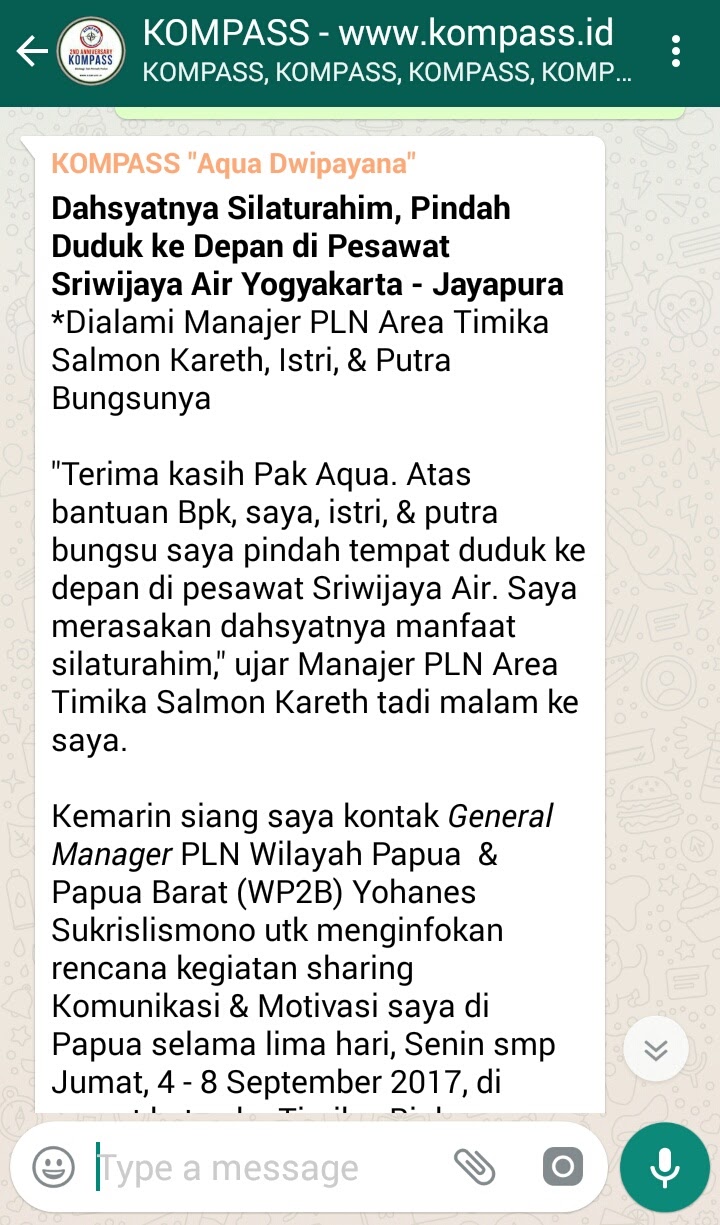 Dahsyatnya Silaturahim, Pindah Duduk ke Depan di Pesawat Sriwijaya Air Yogyakarta - Jayapura