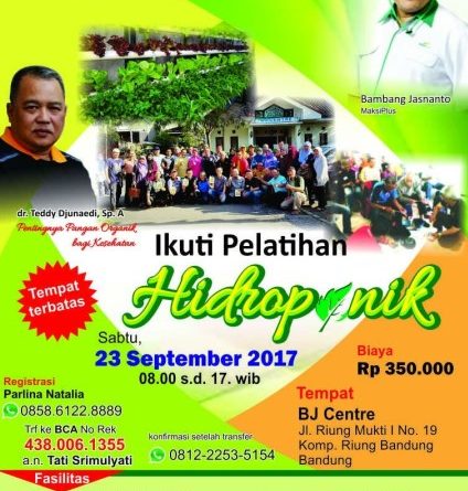 Training Hidroponik di Kota Bandung Tgl 23 September 2017