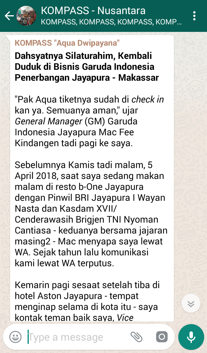 Dahsyatnya Silaturahim, Kembali Duduk di Bisnis Garuda Indonesia Penerbangan Jayapura - Makassar