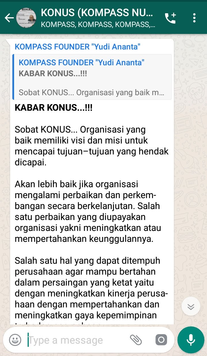 Penyampaian Program Biografi KOMPASS Nusantara 6 Februari 2019 oleh Founder Yudi Ananta